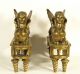 Pair Of 18 - 19th C.  Old Bronze Sphinx Chenets French Empire Andirons Metalware photo 5