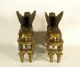 Pair Of 18 - 19th C.  Old Bronze Sphinx Chenets French Empire Andirons Metalware photo 6