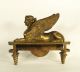 Pair Of 18 - 19th C.  Old Bronze Sphinx Chenets French Empire Andirons Metalware photo 7