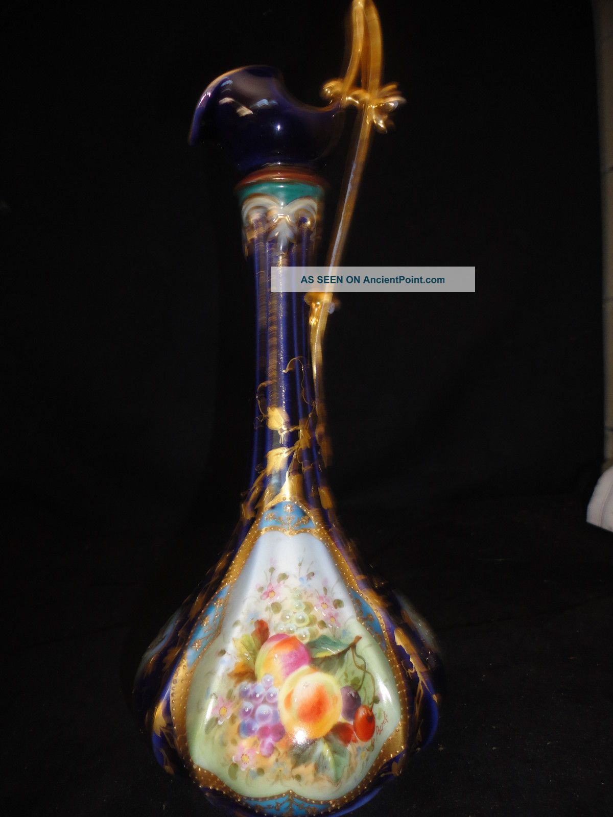 19c Antique Hand Painted Vase English French 1 Vases photo