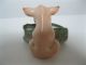 Vintage German Pig Fairing Figurine - Piglet Behind A Log/toothpick Holder Figurines photo 2