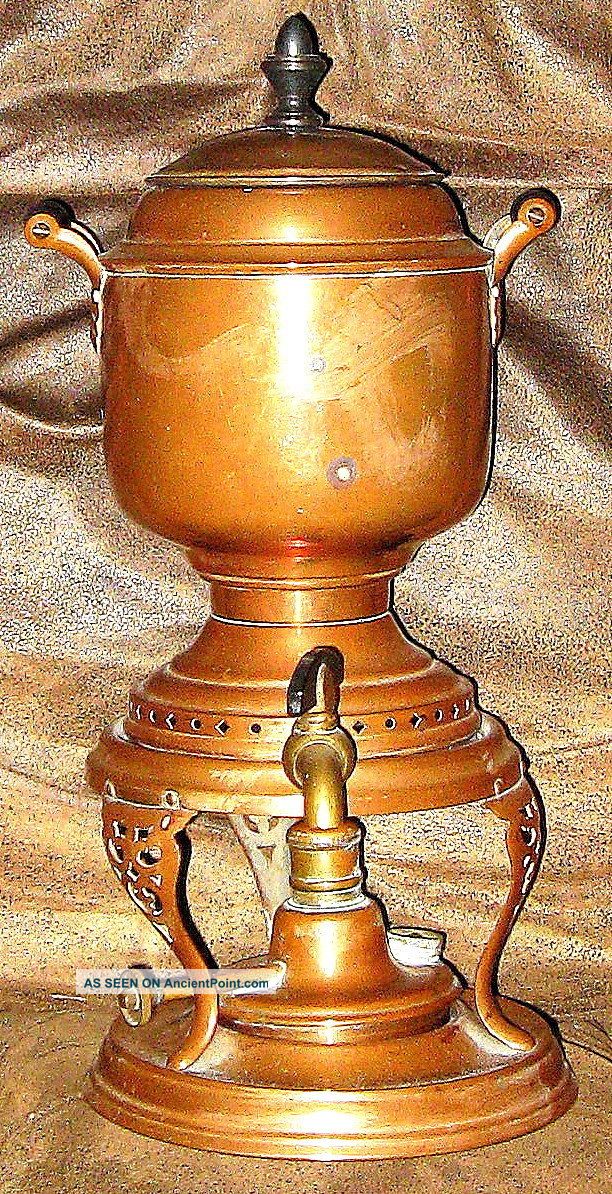 Antique Magnificent Manning Bowman & Co.  Handworked Copper,  Brass & Wood Samovar Metalware photo