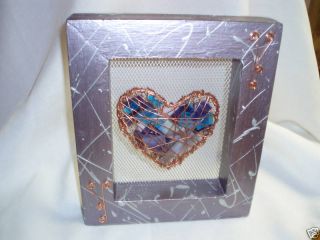 Copper Heart Filled With Stain Glass In Purple Frame photo