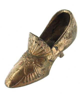 Cute Antique Gilt Metal French Pump Shoe Collectible photo