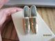 Antique Ceramic Or Porcelain Pair Of Gold Painted Womans Shoes High Heels Figurines photo 1