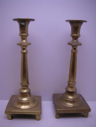 Fine Antique Solid Pair Of Brass Cast Spanish Candlesticks Gorgeous Rare photo