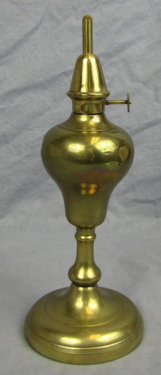18th - 19th Century Heavy Brass Whale Oil Lamp Marked - Gardon? photo