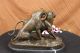 Signed Valton Bronze Lion Sculpture Figurine Animal Art Deco Statue Figure Large Metalware photo 9