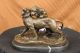 Signed Valton Bronze Lion Sculpture Figurine Animal Art Deco Statue Figure Large Metalware photo 1