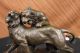 Signed Valton Bronze Lion Sculpture Figurine Animal Art Deco Statue Figure Large Metalware photo 2