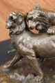 Signed Valton Bronze Lion Sculpture Figurine Animal Art Deco Statue Figure Large Metalware photo 5