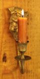 Antique Small French Solid Brass Cherub Putti Candle Holder Wall Sconce Metalware photo 1