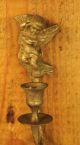 Antique Small French Solid Brass Cherub Putti Candle Holder Wall Sconce Metalware photo 7