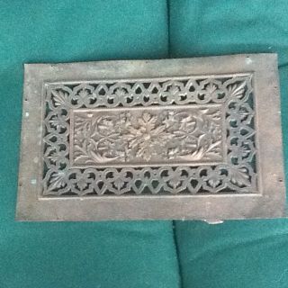 Vintage Very Old Copper Fancy Filigree Open Work Plaque Architecture photo