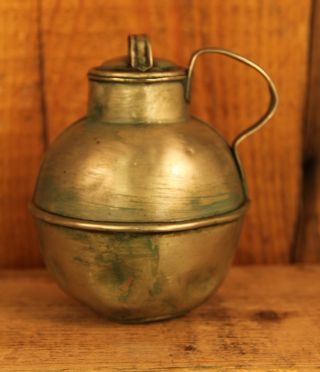 Circa 1850 ' S Antique Ornate Brass Flask photo