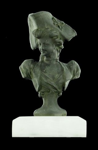 Antique Bust French Revolution Spirit Of Liberty Lady Statue Sm Marble Base photo