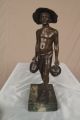 Signed Antique Bronze Figure Bust Statue Sculpture Of Boy,  Marble Base Metalware photo 1