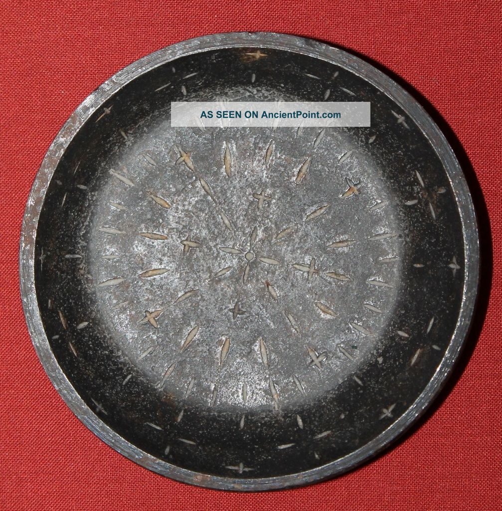 Antique Hand Made Cast Iron Engraved Small Bowl Metalware photo
