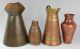 Lot - 4 Signed Marked Antique Vintage Copper Pitchers Vase C1910 1 Hand Hammered Metalware photo 1