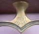 Victorian English Oak & Brass Gong Ace Of Spades Shape Metalware photo 4