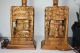 Vintage Large Hand Carved Wood Lamps Teak Wood Set Of Two Bases Lamps photo 2