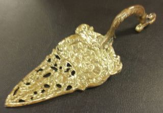 Antique Italy Brass Metal Pie Server With Mermaid Grapes Grape Leaves photo