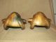 Pair Early Gilded Bronze Rams Head Sculptures 18th Century Metalware photo 3
