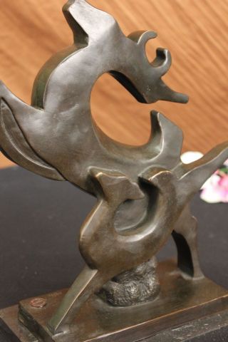 Signed Milo Modern Art Abstract Deer Buck Stag Bronze Art Deco Sculpture Statue photo