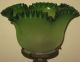 Antique Victorian Electric Table Lamp Green Shade Brass Stand Art Nouveau Lamps photo 2
