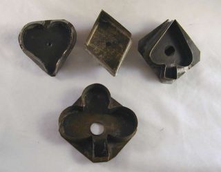 Lot 4 Antique Pennsylvania Tin Flat - Back Cookie Cutters Playing Card Suites photo