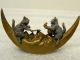 Rare Vienna Bronze Cats Sings On The Moon Cold Painted Outstanding Metalware photo 1