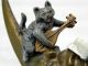 Rare Vienna Bronze Cats Sings On The Moon Cold Painted Outstanding Metalware photo 2