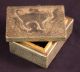 Antique Metal And Wood Box With Embossed Cat Decoration Metalware photo 3