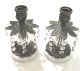 Brass Candle Holder With Crystal Dangles Marble Base Pair 7 