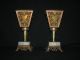 Art Nouveau S.  F.  Mcclory Creations Brass Marble Glass Candle Holders Patina Metalware photo 1