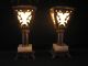 Art Nouveau S.  F.  Mcclory Creations Brass Marble Glass Candle Holders Patina Metalware photo 2