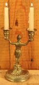 Circa 18th Century Brass Roman Soldier Candlestick Holder Metalware photo 4