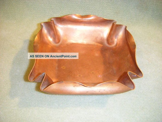 Drumgold - 274 - 7 Solid Copper Fluted Square Bowl Ashtray Hand Wrought Metalware photo