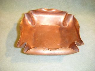 Drumgold - 274 - 7 Solid Copper Fluted Square Bowl Ashtray Hand Wrought photo
