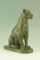 Antique Bronze Of A Sitting Lion By Charles Valton France 1910 Metalware photo 3