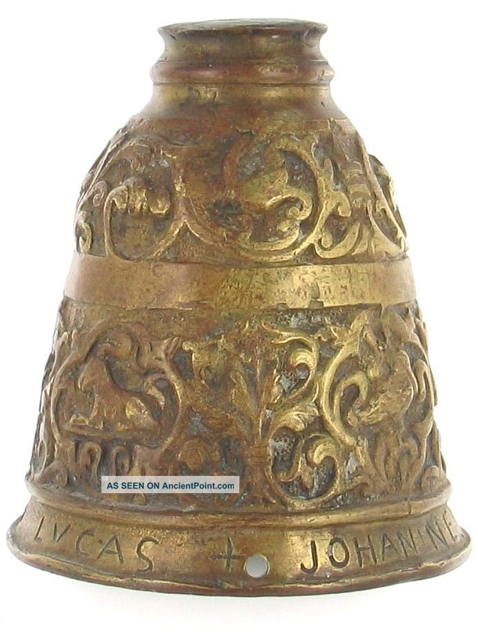 Rare Antique Bronze Bell Christian Jesus Gospels Iconographic 14th Century Metalware photo