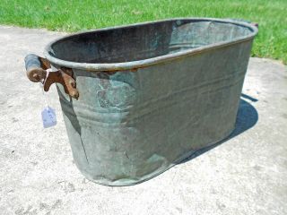 Antique/primitive Copper Clad Two Handled Canning Boiler (b) photo