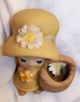 Vintage Clay/ceramic Figure - Girl With Basket & Flowers Figurines photo 3