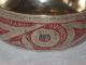 Antique/vintage Brass Bowl - Decorated Red Enamel - 2 3/4 