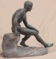Fine Italian School Antique Bronze Sculpture Of The Seated Mercury,  Bust Statue Metalware photo 2