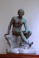 Fine Italian School Antique Bronze Sculpture Of The Seated Mercury,  Bust Statue Metalware photo 5