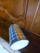Antique French Enamel Milk Pot / Jar / Pail W/ Great Colored Pattern Metalware photo 2