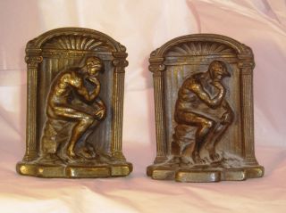 Pair Of Vintage Iron Thinker Bookends A29 photo