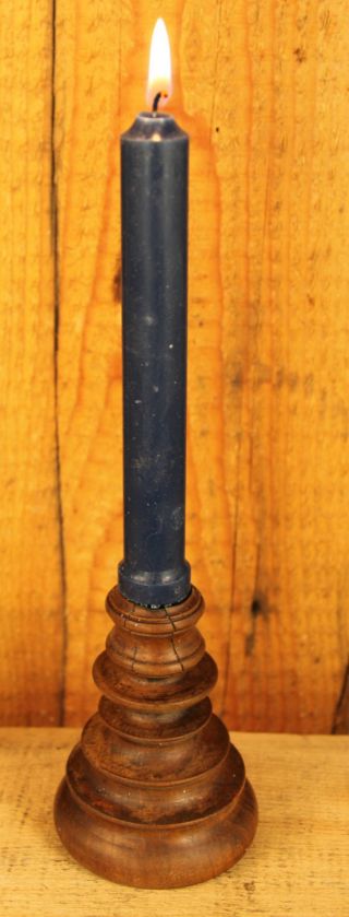 Antique 18th Century Turned Wooden Candle Holder photo