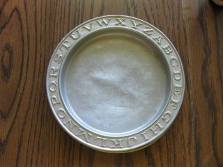 Antique Baby Plate Tin 1926 With The Alphabet Abc Child ' S Dish Metal Toy photo